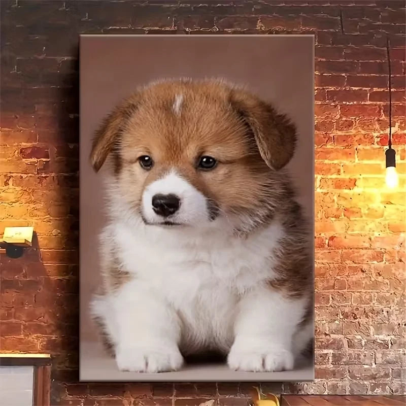Corgi Cutie Charming Puppy Oil Painting 60x90cm Metal Print Ready to Hang