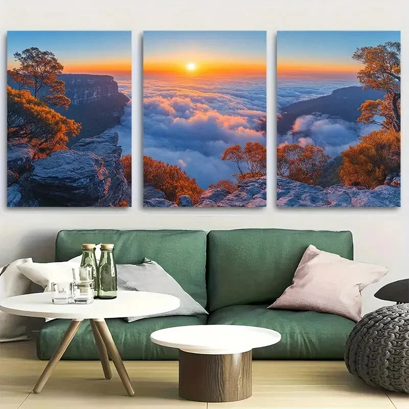 3pcs The Blue Mountains Travel Australia Metal Print Ready to Hang Art