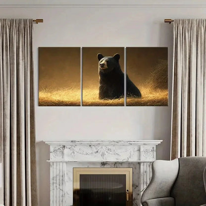 3pcs Artistic Bear Illustration Wildlife Art Metal Print Ready to Hang Art
