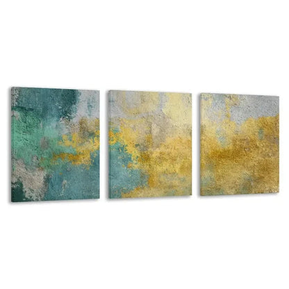 3pcs Abstract Grunge Background with a Golden    Wall Art Set Canvas Framed 60x90cm - High Quality Print 100% Australian Made Wall Canvas Ready to Hang