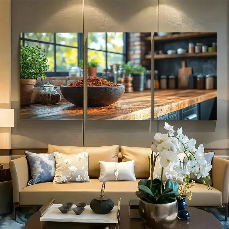 3pcs Rustic Spice Kitchen Culinary Metal Print Ready to Hang Art