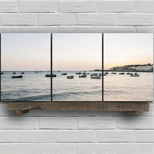 3pcs Charming Cottage by the Lake Metal Print Ready to Hang Art