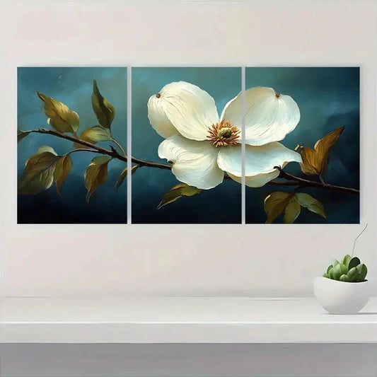 3pcs Elegant Dogwood Flower White Cornus Florida Metal Print Ready to Hang Art