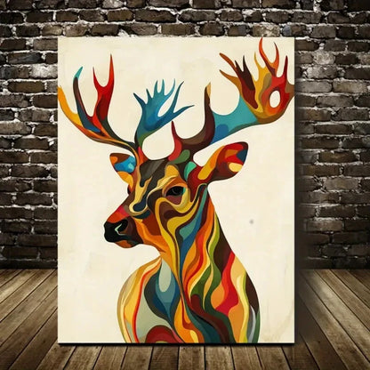 Beautiful Modern Abstract Elk Contemporary Painting 40x60cm Metal Print Ready to Hang