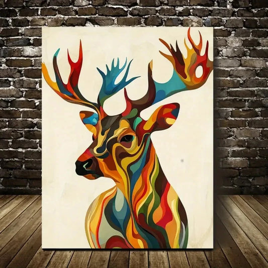 Beautiful Modern Abstract Elk Contemporary Painting 40x60cm Metal Print Ready to Hang