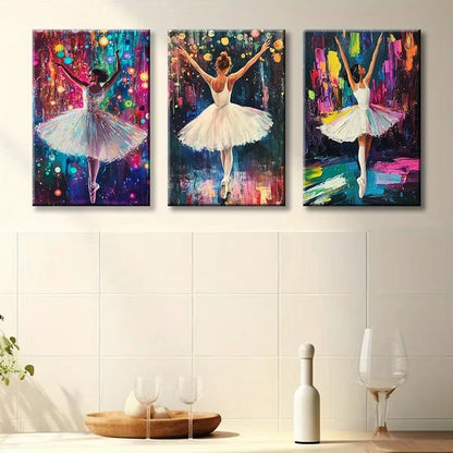 3pcs Ballerina Elegant Dancer Wall Art Set Canvas Framed 60x90cm - High Quality Print 100% Australian Made Wall Canvas Ready to Hang