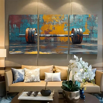 3pcs Vibrant Graffiti Barbell Metal Print Ready to Hang Art