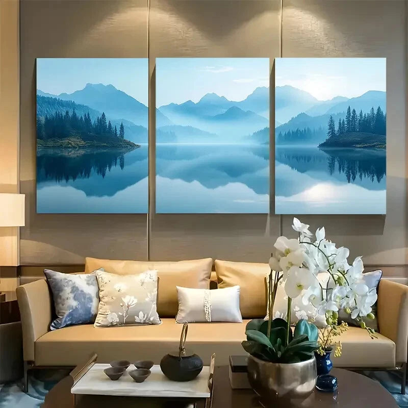 3pcs Mountain Range Lake Nature Landscape Metal Print Ready to Hang Art