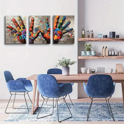 3pcs Abstract Graffiti Style Colorful Metal Print Ready to Hang Art
