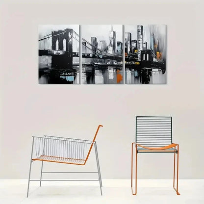 3pcs Black & White Urban Landscape Metal Print Ready to Hang Art