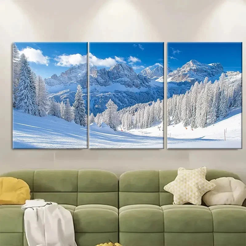 3pcs Cortina d'Ampezzo Ski Resort Travel Metal Print Ready to Hang Art