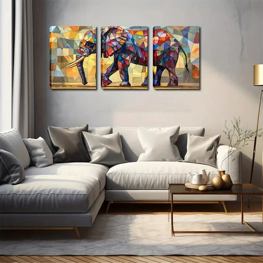 3pcs Triptych Abstract Elephant Décor Perfect Wall Art Set Canvas Framed 40x60cm - High Quality Print 100% Australian Made Wall Canvas Ready to Hang