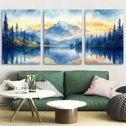 3pcs Mount Rainier, Washington Mountains Metal Print Ready to Hang Art