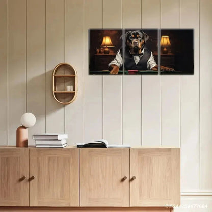 3pcs Rottweiler Playing Billiards Billiard Club Metal Print Ready to Hang