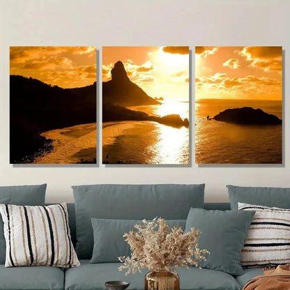 3pcs sunset photography, coastal scenery Metal Print Ready to Hang Art