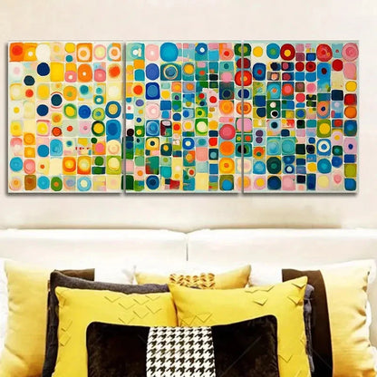 3pcs Colorful Abstract Square Painting Metal Print Ready to Hang Art