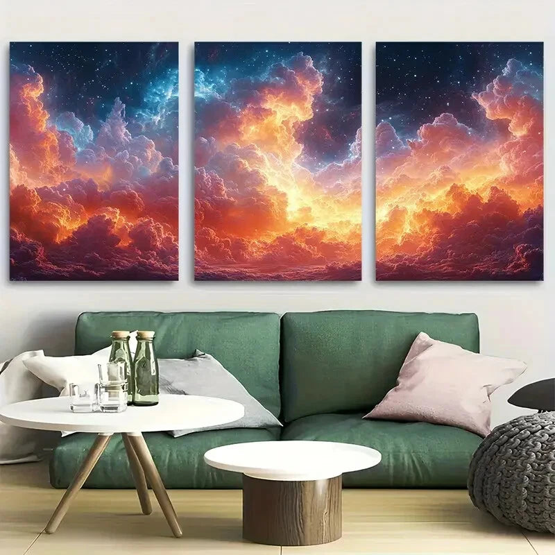 3pcs Trippy Psychedelic Surrealist Cloud Metal Print Ready to Hang Art