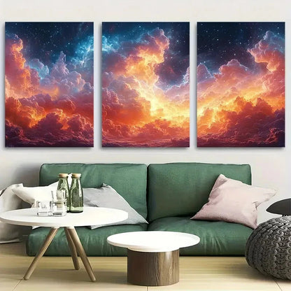 3pcs Trippy Psychedelic Surrealist Cloud Metal Print Ready to Hang Art
