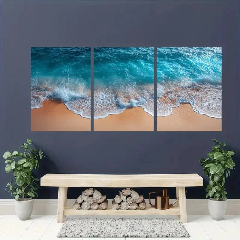 3pcs Minimalist Nautical Beach Ocean Photography Metal Print Ready to Hang Art
