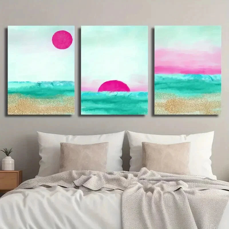 3pcs Modern Abstract Landscape Décor Perfect Wall Art Set Canvas Framed 40x60cm - High Quality Print 100% Australian Made Wall Canvas Ready to Hang
