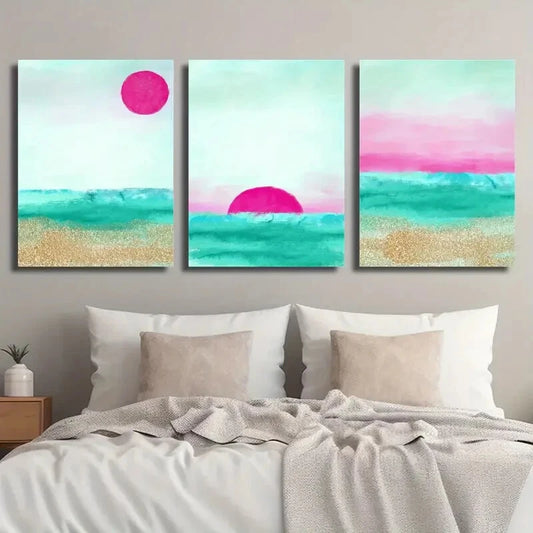 3pcs Modern Abstract Landscape Décor Perfect Wall Art Set Canvas Framed 40x60cm - High Quality Print 100% Australian Made Wall Canvas Ready to Hang