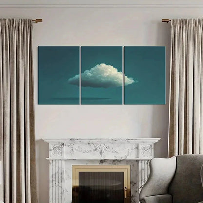 3pcs Cloudscape Soft White Fluffy Cloud Serene Sky Metal Print Ready to Hang Art