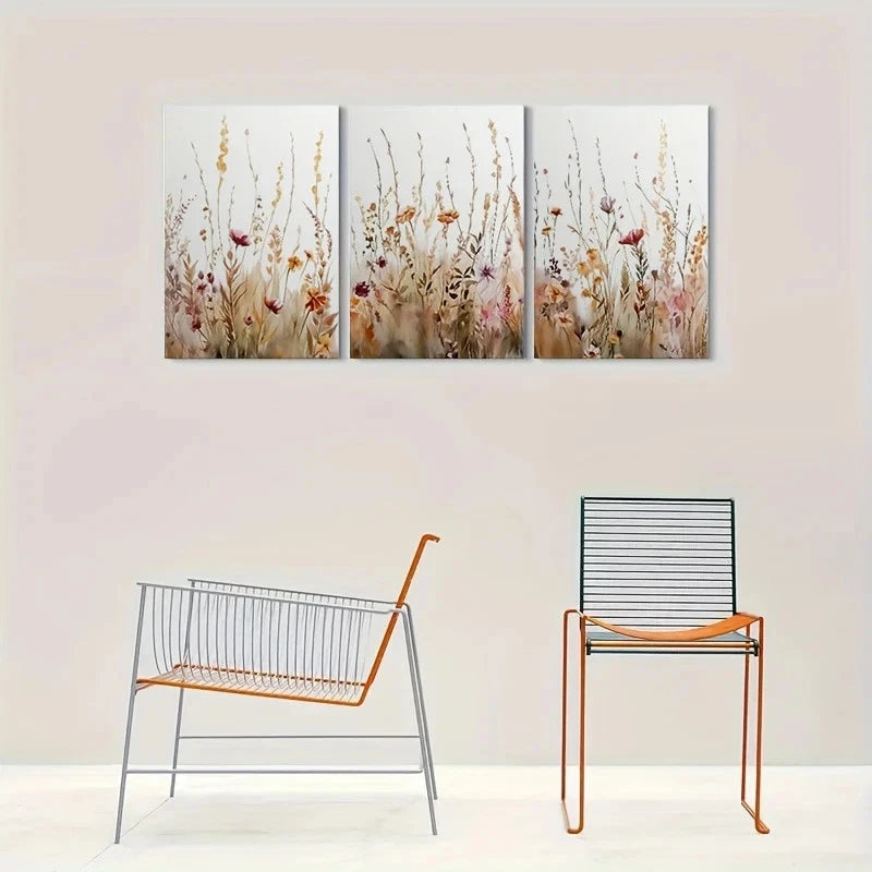 3pcs Watercolor Wildflower Botanical Metal Print Ready to Hang Art