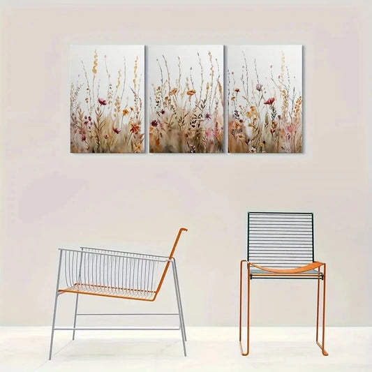 3pcs Watercolor Wildflower Botanical Metal Print Ready to Hang Art