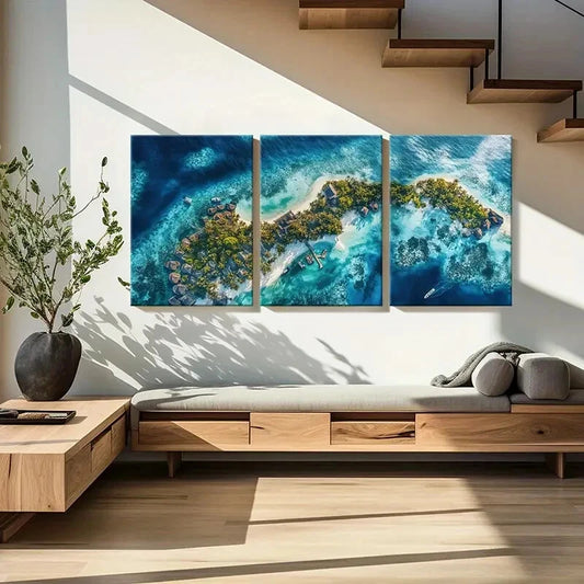 3pcs Tropical Greenery Beach Coastal Scenery Metal Print Ready to Hang Art