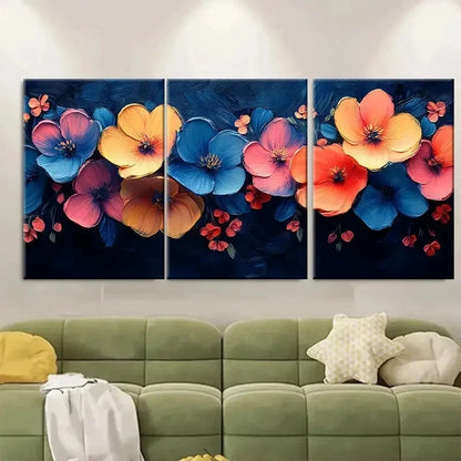 3pcs Neon Floral Brushstroke Texture GH Wall Art Set Canvas Framed 50x70cm - High Quality Print 100% Australian Made Wall Canvas Ready to Hang