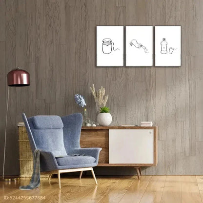 3pcs Sublimation Black and White Toothpaste PatternMetal Print Ready to Hang Art