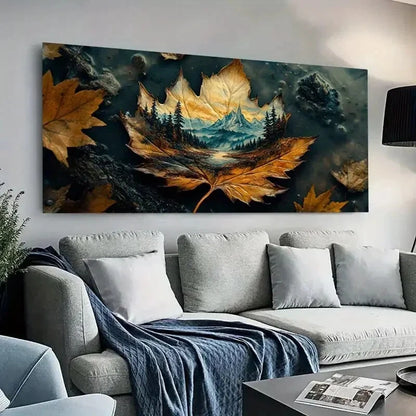 Foliage Mountain Lake wall canvas office home room framed 120x60cm - Bella Home Decor