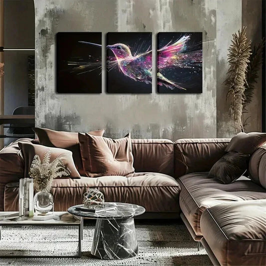 3pcs Minimalist Three Hummingbirds Perfect Wall Art Set Canvas Framed 40x60cm - High Quality Print 100% Australian Made Wall Canvas Ready to Hang