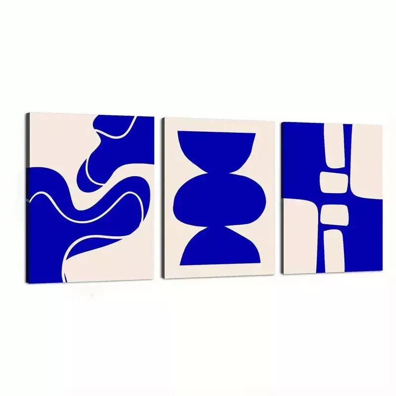 3pcs  Minimalist Abstract Art, Bright Blue Canvas Wall Art Set Canvas Framed 50x70cm - High Quality Print 100% Australian Made Wall Canvas Ready to Hang