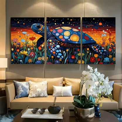 3pcs Turtle Folk Scandinavian Design Metal Print Ready to Hang Art