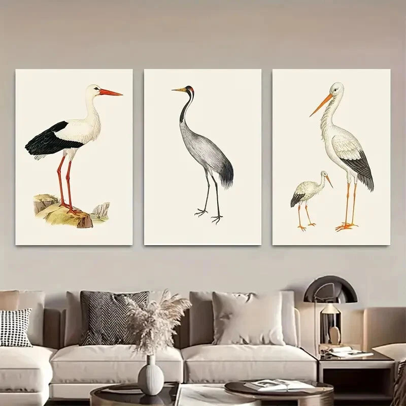 3pcs Vintage Stork Nautical Art Beach House Metal Print Ready to Hang Art