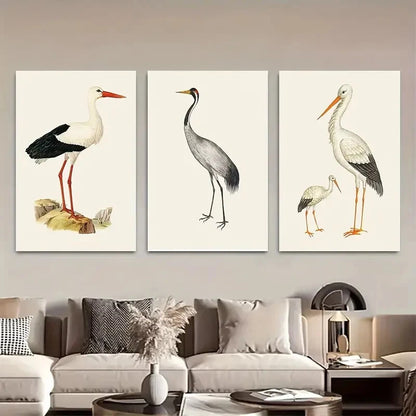 3pcs Vintage Stork Nautical Art Beach House Metal Print Ready to Hang Art