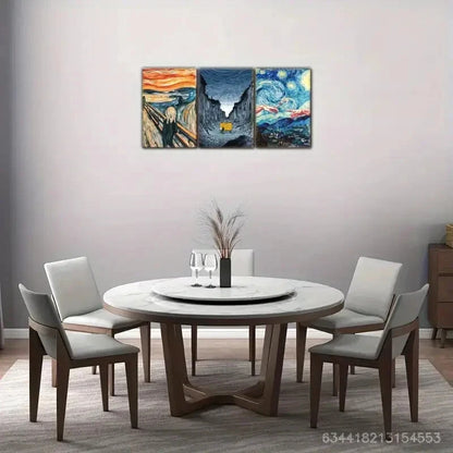 3pcs Scream Starry Night Famous Oil Paintings Metal Print Ready to Hang Art