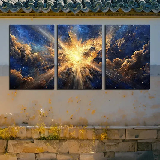 3pcs Vibrant Stunning Nebula Illustration Metal Print Ready to Hang Art