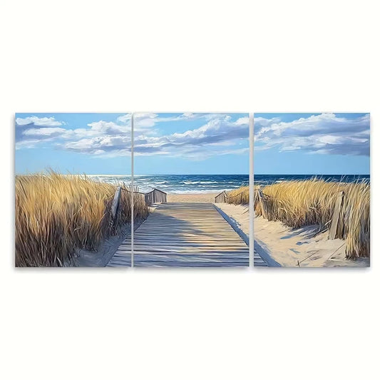 3pcs Boardwalk Print Rehoboth Beach Metal Print Ready to Hang Art