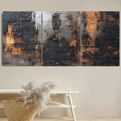 3pcs Black and Brown Wabi Sabi Minimalist Wall Art Set Canvas Framed 50x70cm - High Quality Print 100% Australian Made Wall Canvas Ready to Hang