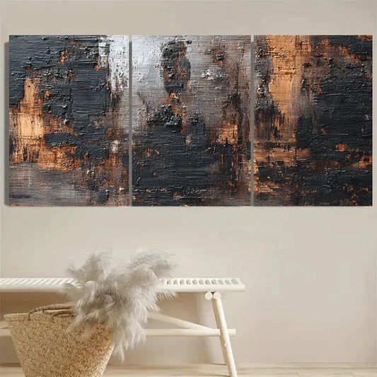 3pcs Black and Brown Wabi Sabi Minimalist Wall Art Set Canvas Framed 50x70cm - High Quality Print 100% Australian Made Wall Canvas Ready to Hang