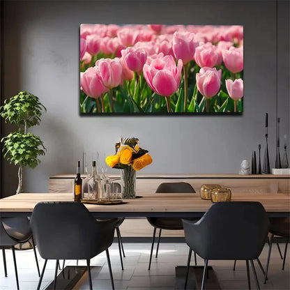 Modern Minimalist Pink Tulip Wall Art Canvas Office Home Room Framed 120x60cm