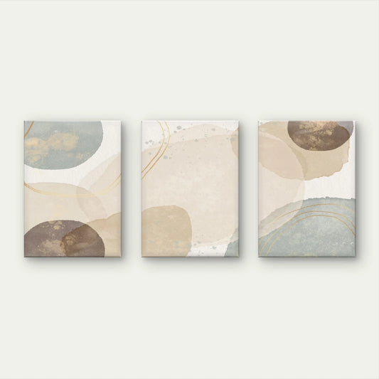 3pcs Neutral Watercolour Circles Minimalist Wall Art Set Canvas Framed 60x90cm - High Quality Print 100% Australian Made Wall Canvas Ready to Hang