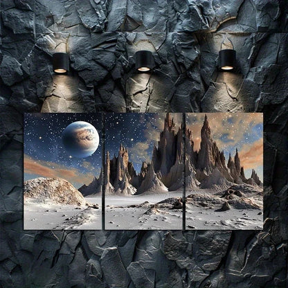 3pcs Planet Stars Space Illustration Metal Print Ready to Hang Art