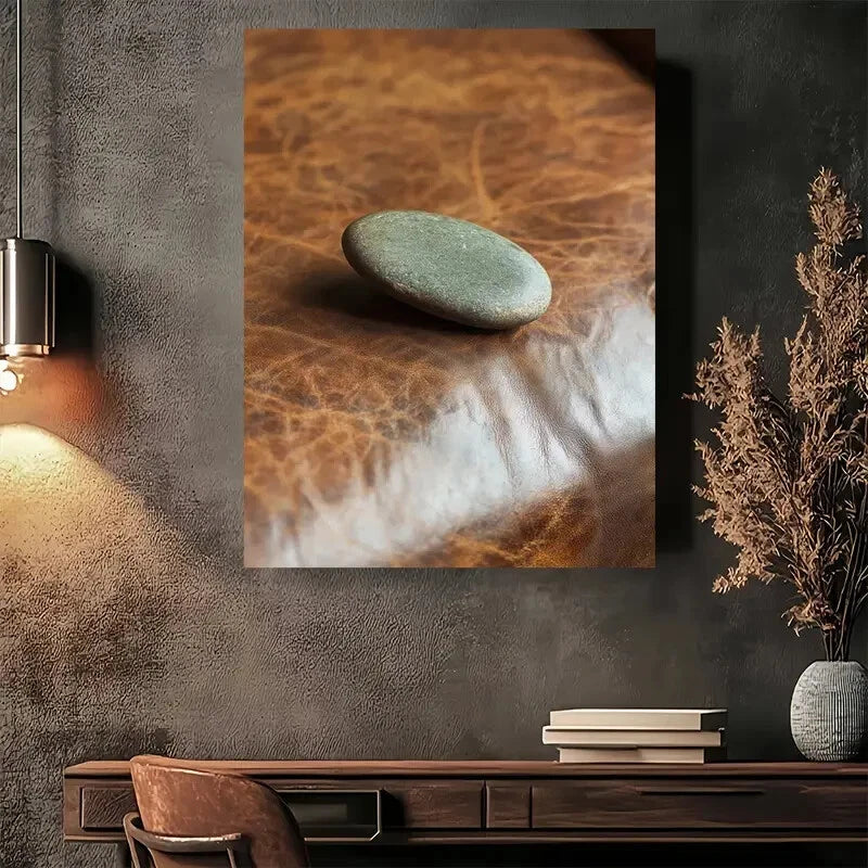 Beautiful Natural Stone & Faux Leather Painting 40x60cm Metal Print Ready to Hang