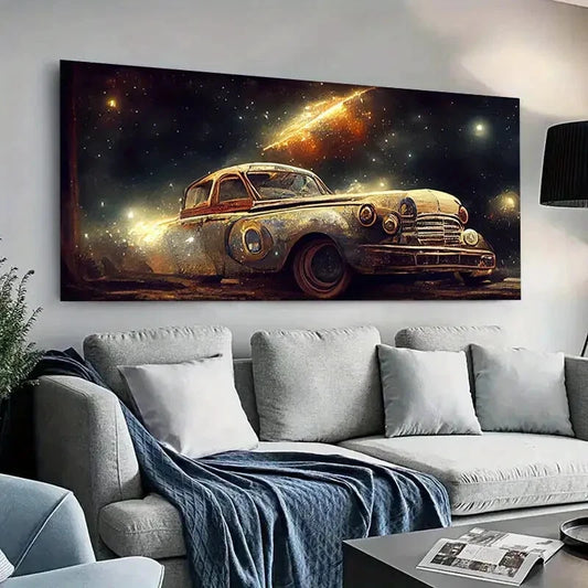 Modern Winter Starry Car wall canvas office home room framed 120x60cm - Bella Home Decor
