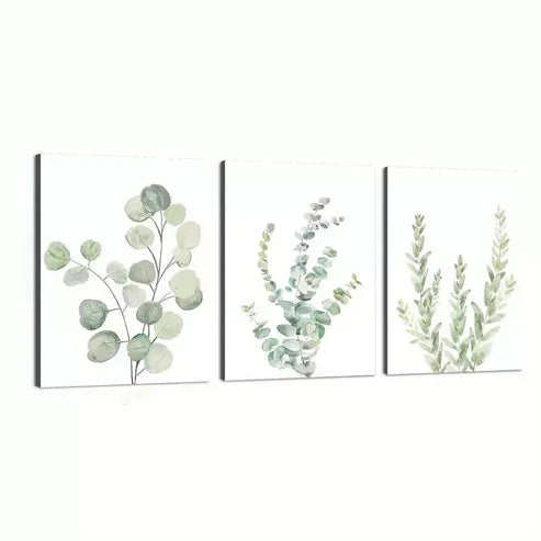 3pcs Lone Green Leaves Water Coloured Canvas Framed 60x90cm - High Quality Print 100% Australian Made Wall Canvas Ready to Hang Regular priceRs 65,100.00 Sale priceRs 19,600.00