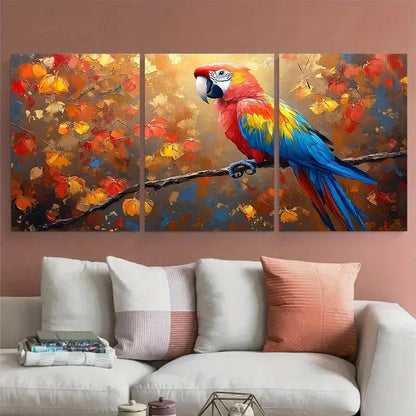 3pcs Macaw Parrot Painting Animal Illustration Wall Art Set Canvas Framed 40x60cm - High Quality Print 100% Australian Made Wall Canvas Ready to Hang