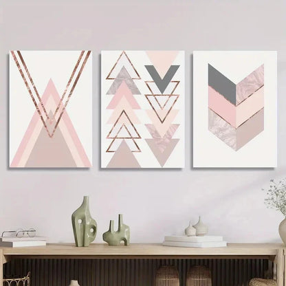 3pcs Abstract geometric shape line art Metal Print Ready to Hang Art